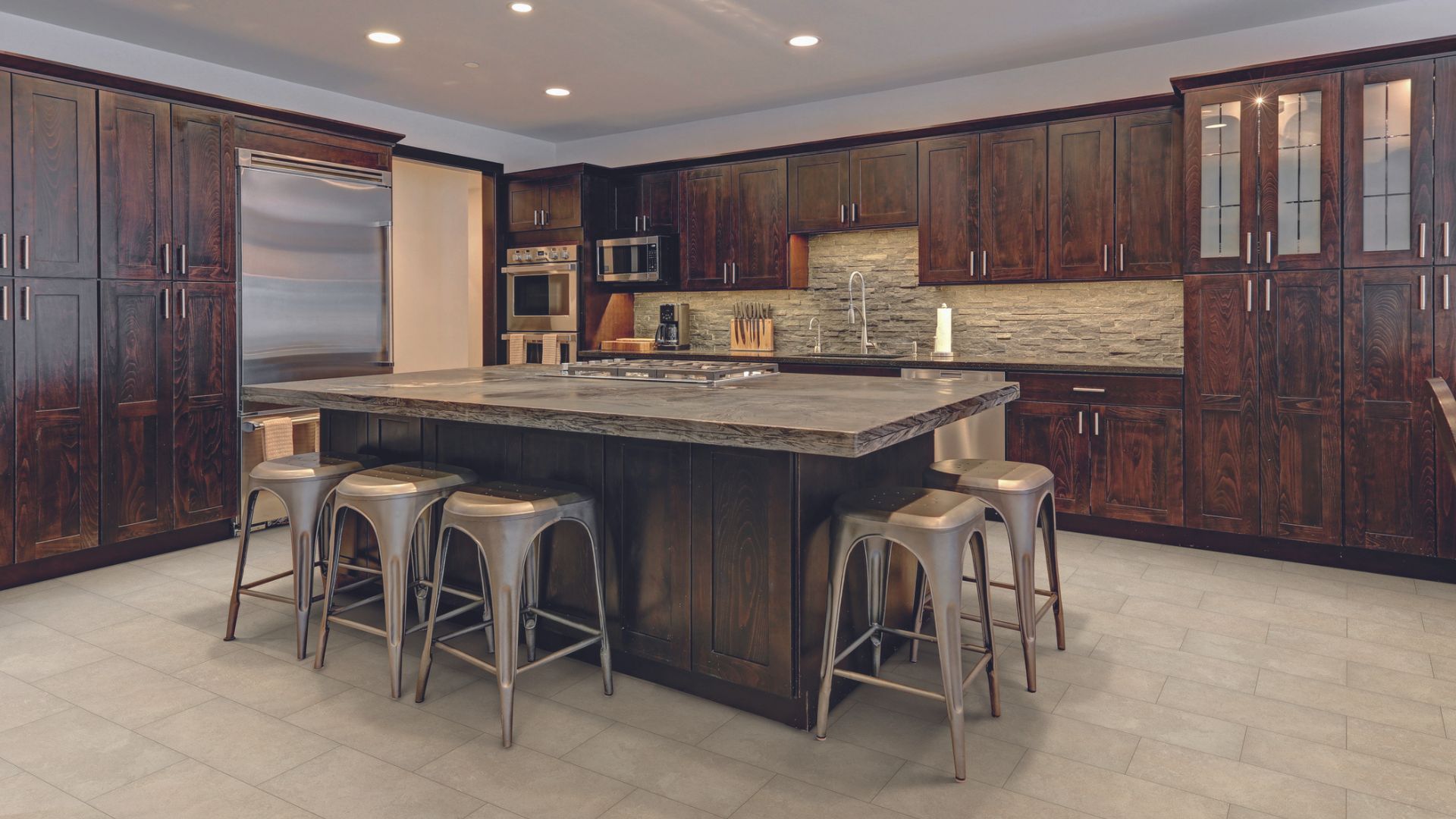 Countertops in a kitchen.